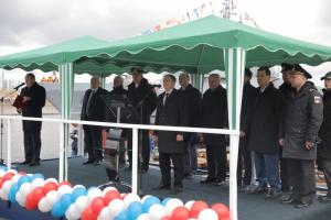 Михаил Романов принял участие в церемонии спуска на воду корабля противоминной обороны «Петр Ильичев»