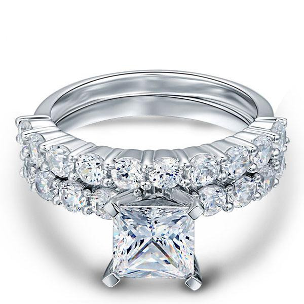 Italo Classic Princess Created White Sapphire Bridal Set