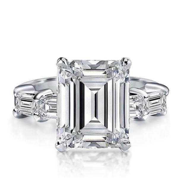Italo Emerald Created White Sapphire Engagement Ring