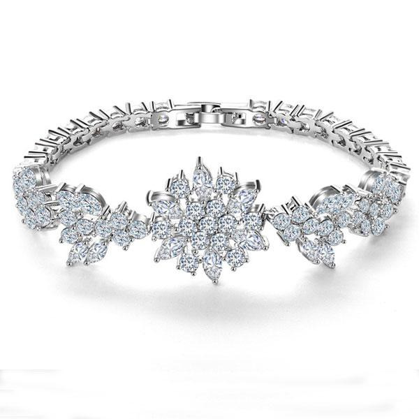 Italo Flower Design Created White Sapphire Bracelet