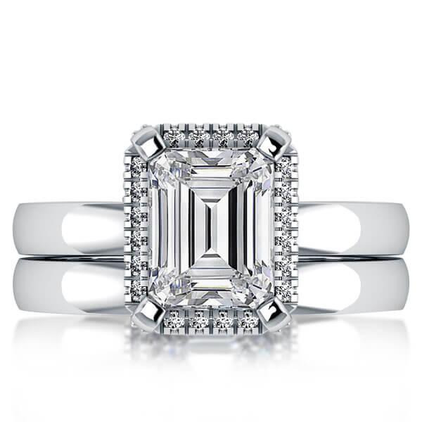 Italo Solitaire Halo Created White Sapphire Bridal Set