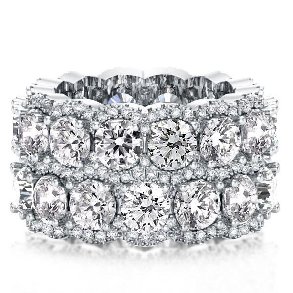 Italo Double Row Halo Created White Sapphire Wedding Band