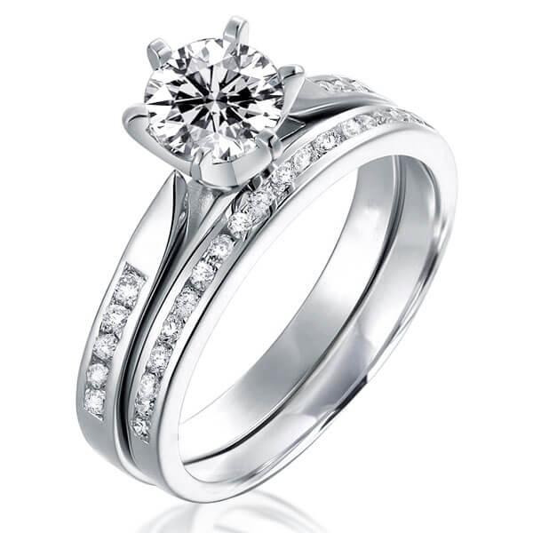 Italo Classic Created White Sapphire Bridal Set