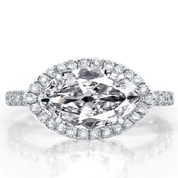 Halo East West Marquise Engagement Ring