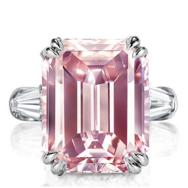 Italo Pink Ring Emerald Cut Engagement Ring Affordable