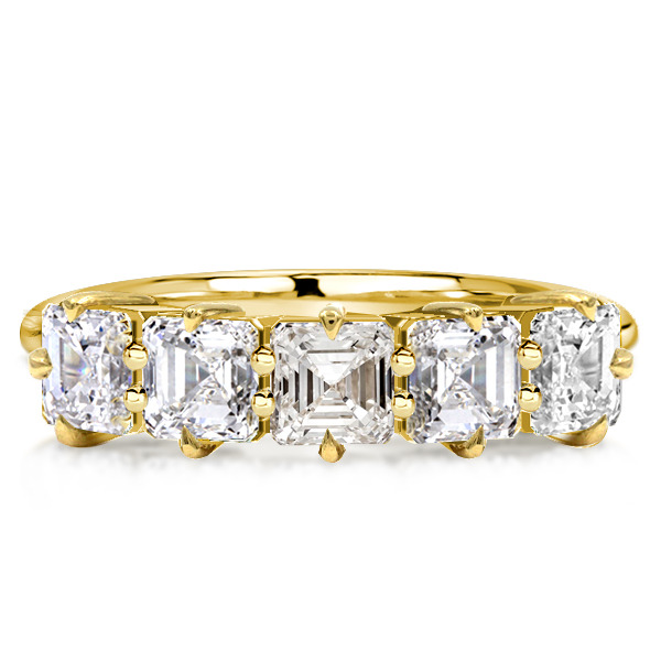Italo Asscher Cut Half Eternity Wedding Band For Women