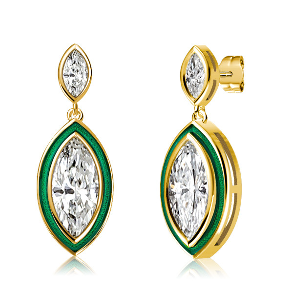 Marquise Cut Green Drop Earrings For Women