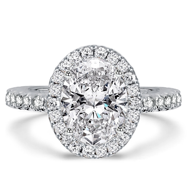 Italo Halo Oval Created White Sapphire Engagement Ring