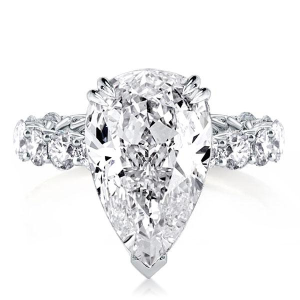 Italo Created White Sapphire Unique Pear Shaped Engagement Ring