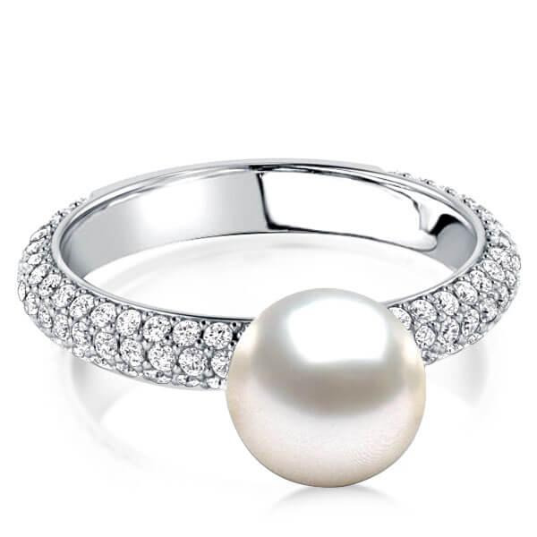 Trilple Row Pearl Micro Pave Best Engagement Ring