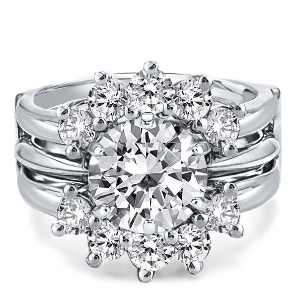 Sunflower Design Round Cut Guard Bridal Jewelry Set