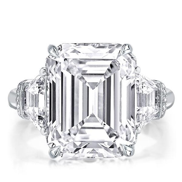 Italo Emerald Cut Engagement Ring Three Stone Engagement Ring