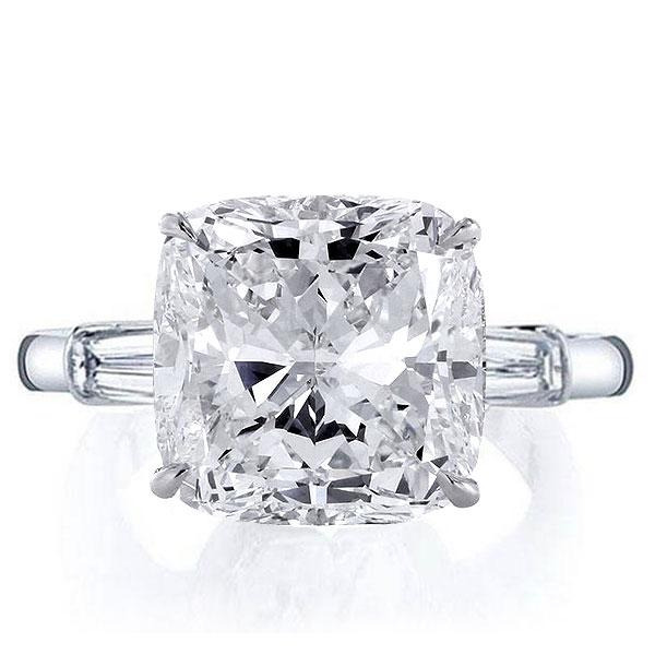 Classic Three Stone Cushion Cut Engagement Ring