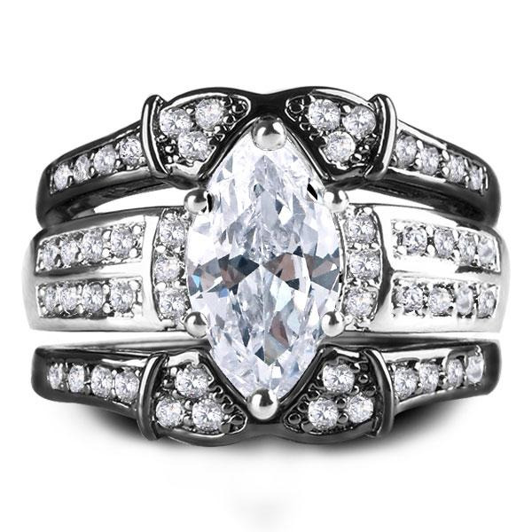 Italo Two Tone Created White Sapphire 3PC Wedding Set