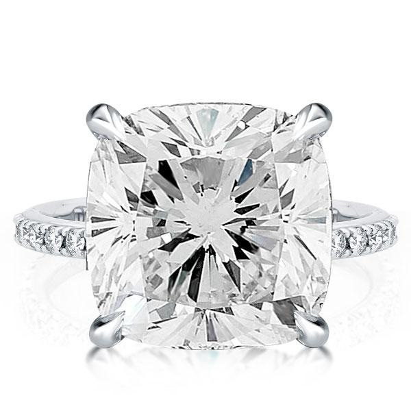 Classic Hiden Halo Cushion Cut Engagement Ring