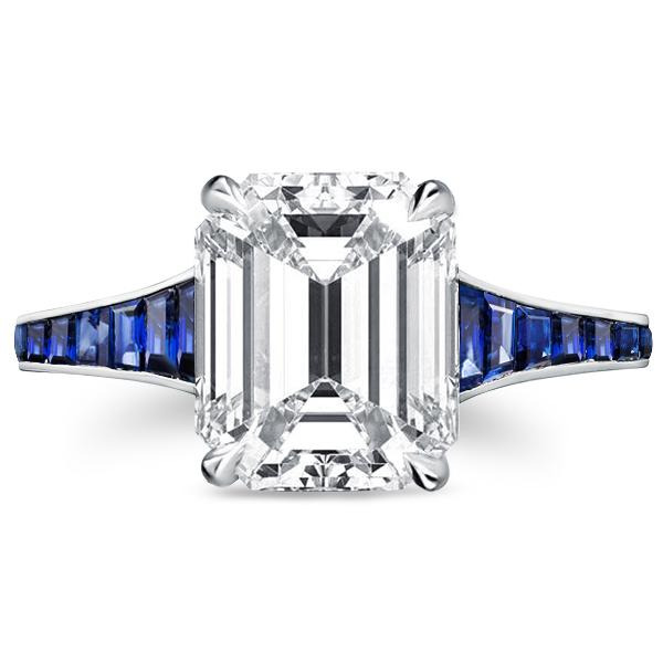 Classic Blue Emerald Cut Engagement Ring