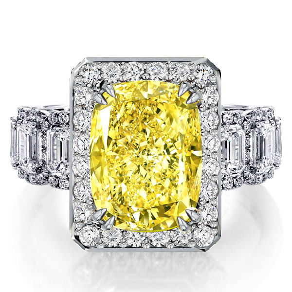 Halo Cushion Fancy Yellow Topaz Engagement Ring