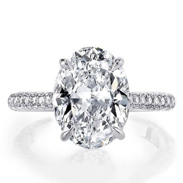 Italo Oval Engagement Ring Affordable With Micro Pave Shank