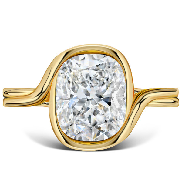 Italo White Cushion Cut Solitaire Ring Vintage Engagement Ring