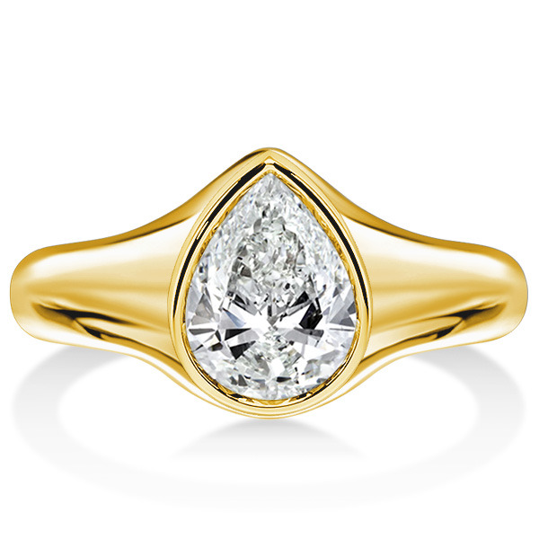 Italo White Sapphire Pear Cut Solitaire Ring Classic
