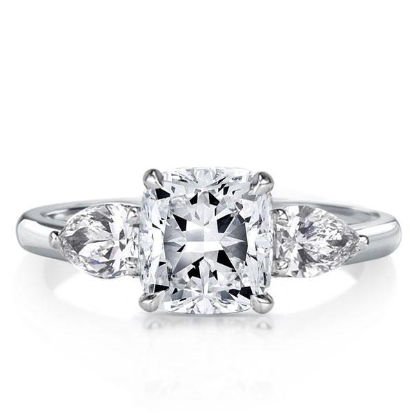 Italo Three Stone Cushion Created White Sapphire Engagement Ring