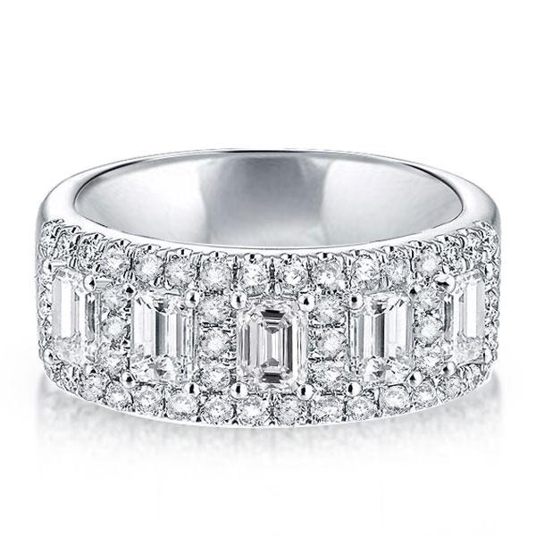Italo Emerald Created White Sapphire Wedding Band