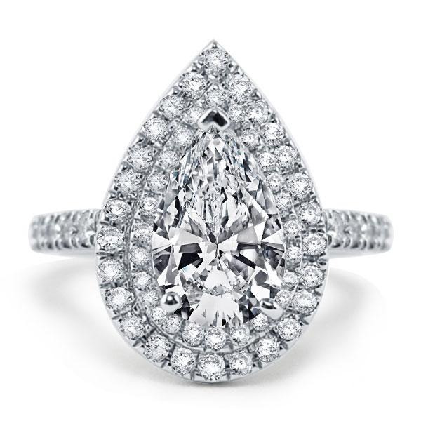 Italo Pear Shaped Engagement Ring Affordable Double Halo Ring In Sterling Silver