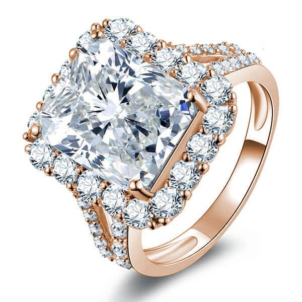 Rose Gold Halo Split Shank Engagement Ring