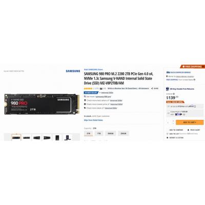 Флагманский SSD Samsung 980 Pro объёмом 2 ТБ отдают всего за 130 долларов