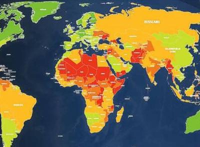 Опубликована карта самых опасных и самых безопасных стран для путешествий