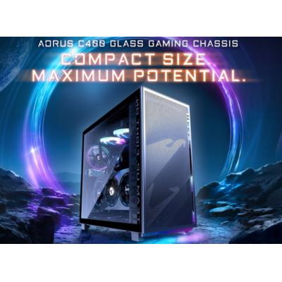 Gigabyte представила корпус Aorus C400 Glass с большим боковым окном и сетчатой фронтальной панелью