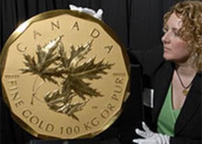 Золотая монета номиналом в миллион долларов - на аукционе