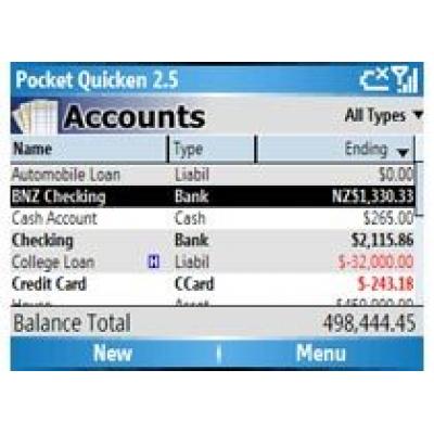 Финансовый помощник Pocket Quicken на Windows Mobile смартфонах