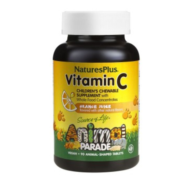 Natures Plus, Animal Parade, Витамин C со вкусом апельсинового сока, жевательные таблетки, 90 шт.