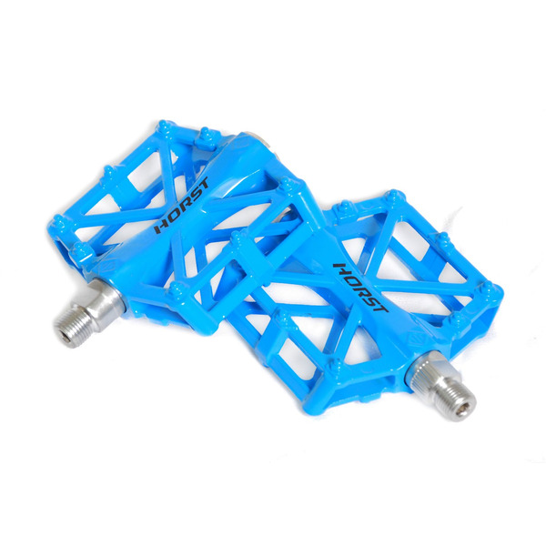 Педали BMX алюминиевые H32 HORST, литые, широкие, с шипами, 92х95х15мм 388г/пара, синий, 00-170834