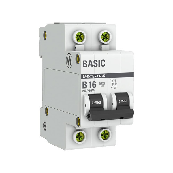 Автоматический выключатель EKF ВА 47-29 Basic mcb4729-2-16-B