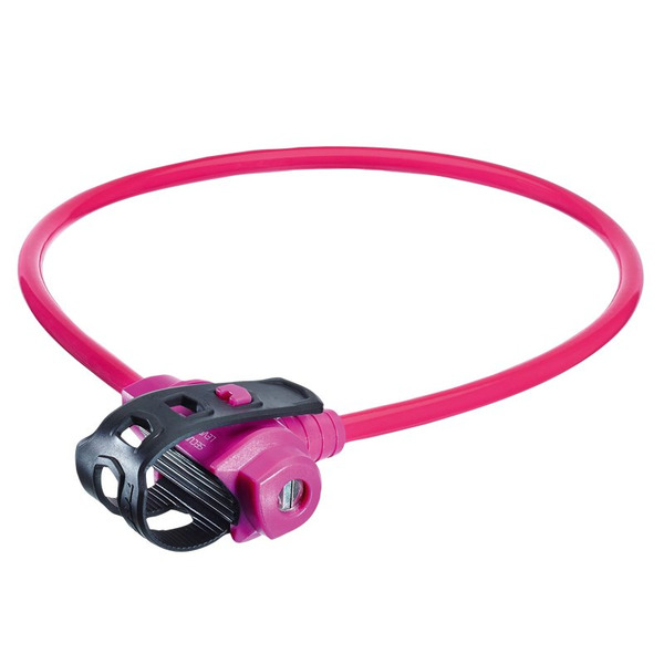 Велосипедный замок TRELOCK KS 211, тросовый, на ключ, 10 х 750 мм, розовый, с держателем Fixxgo, KS 211/75/10 FIXXGO