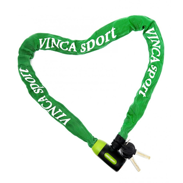 Велосипедный замок Vinca Sport, цепь, на ключ, тканевая-оболочка, 6 х 1000мм, зеленый, VS 101.759 green