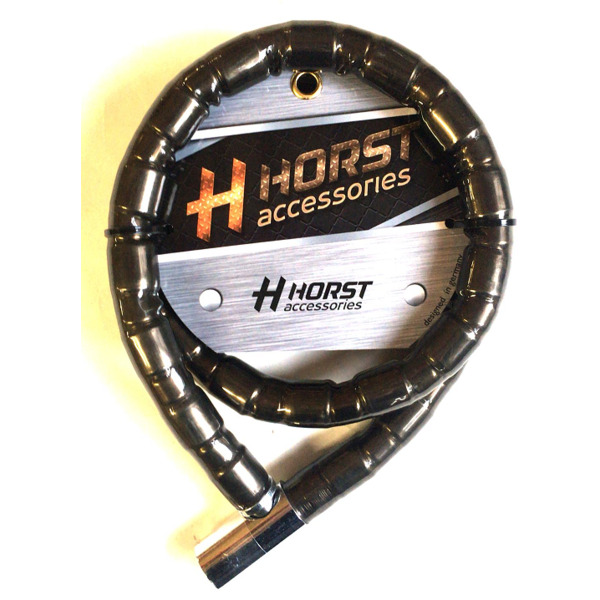 Замок велосипедный HORST, 22х1200 мм, цепь, на ключ, черный, 09-100257