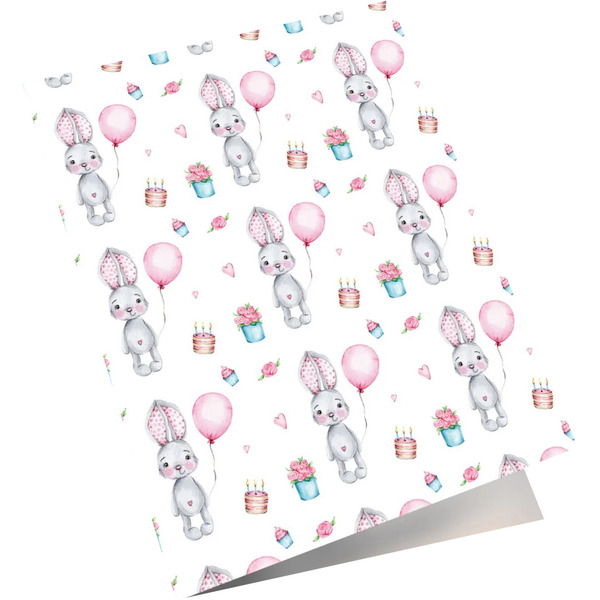 Мини - открытка, Зайка с шариком, 8*13 см, 10 шт.