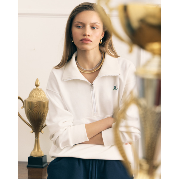 Свитшот Unisex с воротом на молнии, белый