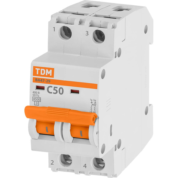 Автомат TDM ВА47-29 2Р, 50 А, 4,5 кА, С SQ0206-0098