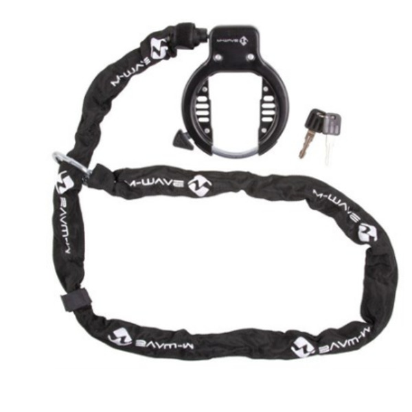 Велозамок M-WAVE Ringchain, с ключом, комбинированный цепь+локер, диаметр звена цепи 5,5 мм, 231458