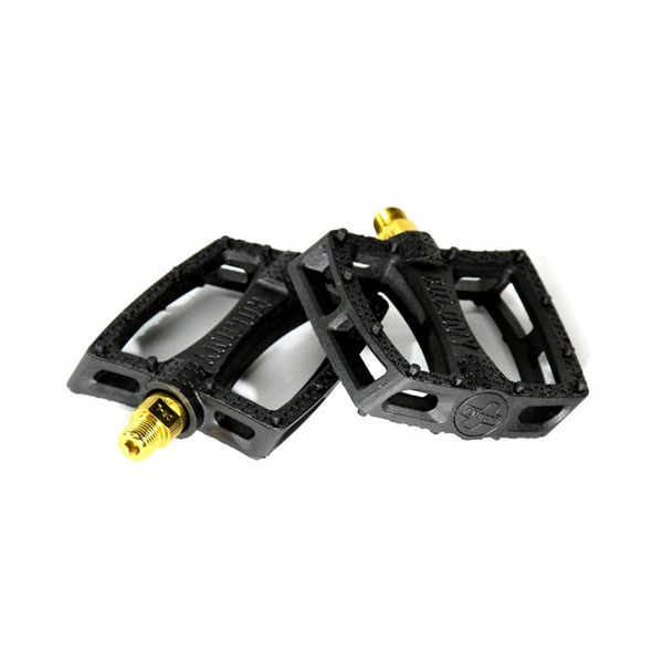 Педали велосипедные COLONY Fantastic Plastic Pedals 9/16" - Nylon/Fibre Mix, цвет черно-золотой, 03-002191
