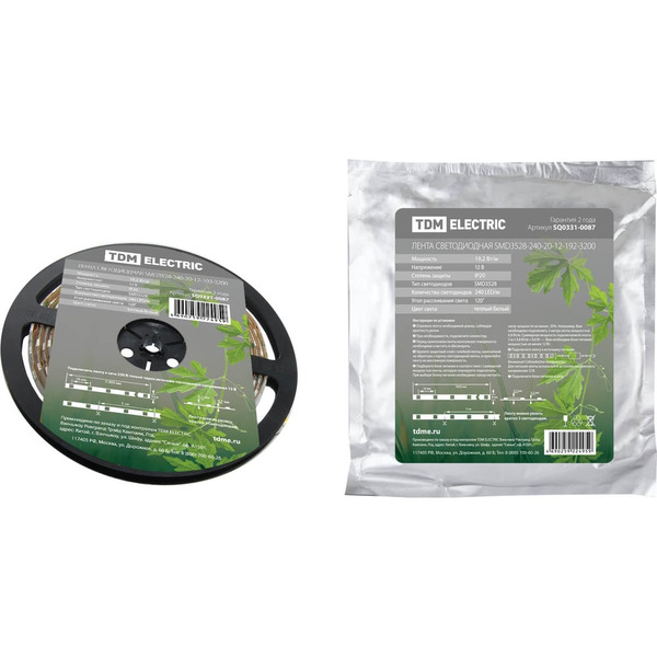 Светодиодная лента TDM ELECTRIC SMD3528-240-20-12-192-3200 SQ0331-0087
