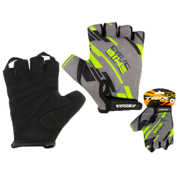 Велоперчатки TRIX мужские, короткие пальцы, зелено-серые, GL-TX-018212B-L-GRG (Размер XL)