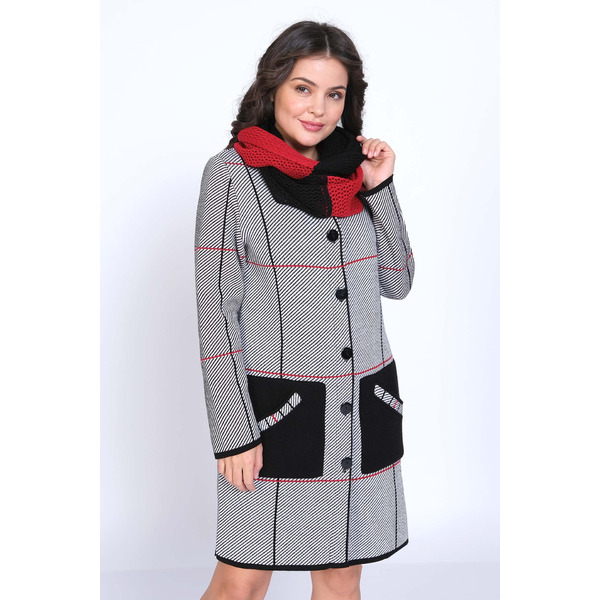 Кардиган К 1231 снуд/черно-красный (черно/красный 46)