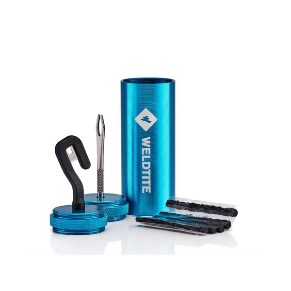 Аптечка велосипедная WELDTITE, набор в алюминиевом многоразовом корпусе, для ремонта бескамерных покрышек, 7-04114