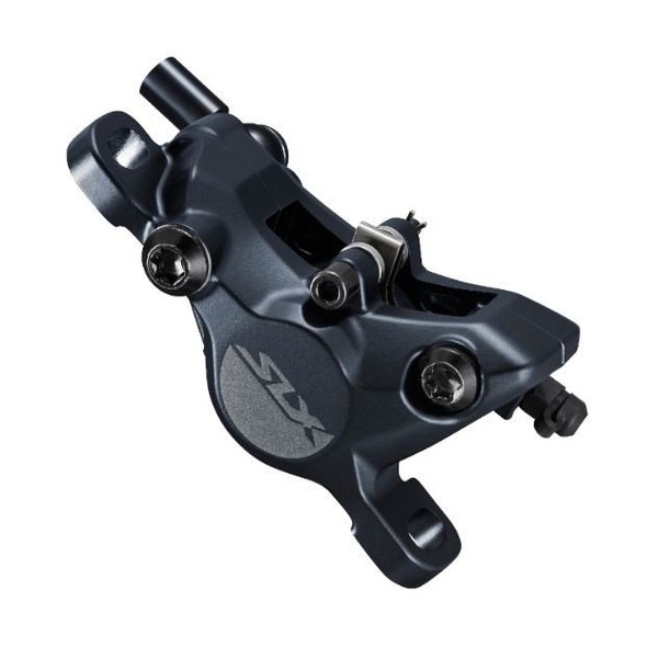 Калипер велосипедный Shimano SLX M7100, гидравлика, post mount, колодки J04C, с кулером, без адаптера, IBRM7100MPMF