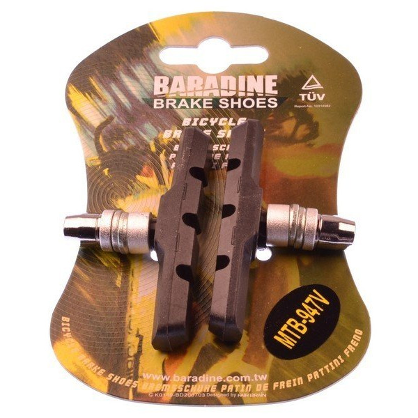 Колодки тормозные Baradine, МТВ, 70мм, черные, 947V